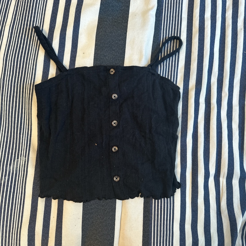 Black Button-Up Women's Crop Top
